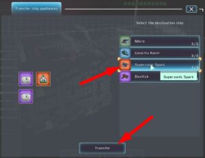 Transferring facilities from one ship to another one