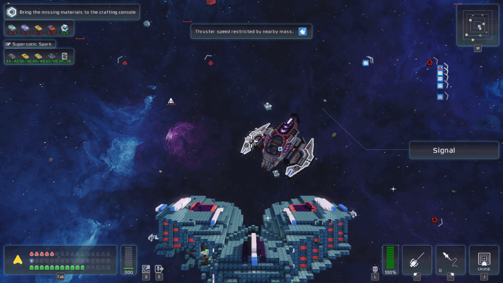 a half-destroyed spaceship in space