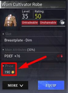 item price